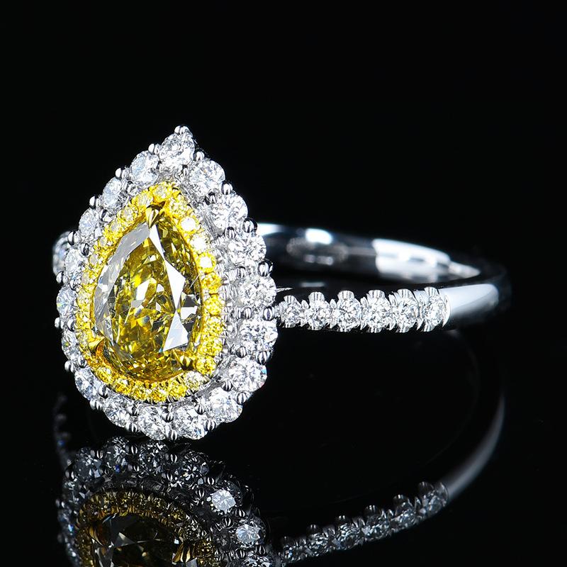SACE GEMS Classic Water Droplets Shape Luxury Yellow Zircon Ring Ladies Jewelry Wedding Promise Party Gift