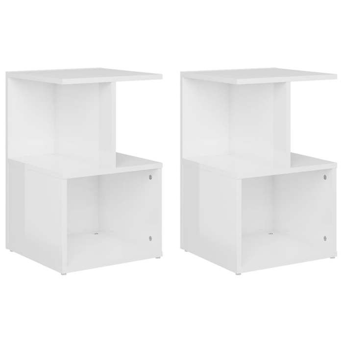 Tables de chevet - Maison Exclusive - Blanc brillant - Bois d'ingénierie - 35x35x55 cm (lot de 2)