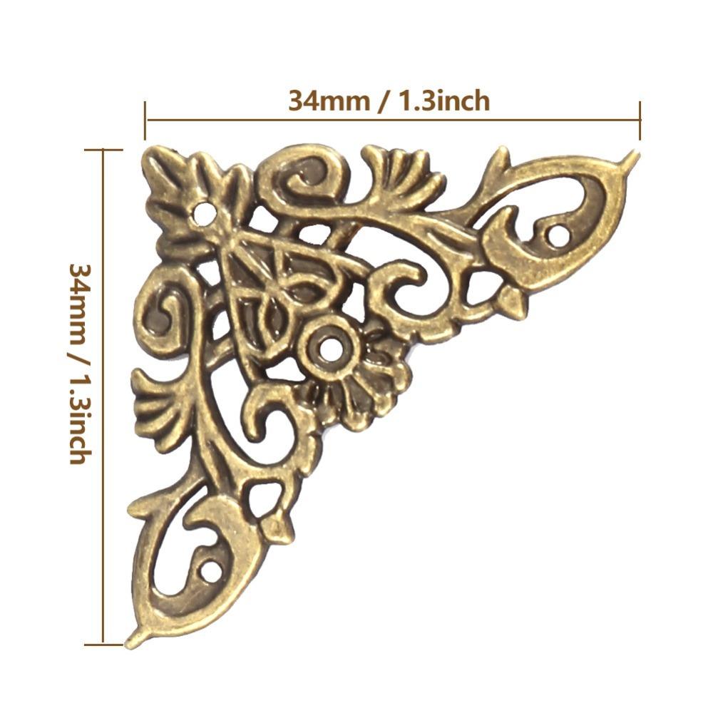 

12pcs Decorative Antique Style Hollow Shape Corner Metal Jewelry Box Corner Protector Edge Protector Jewelry Box