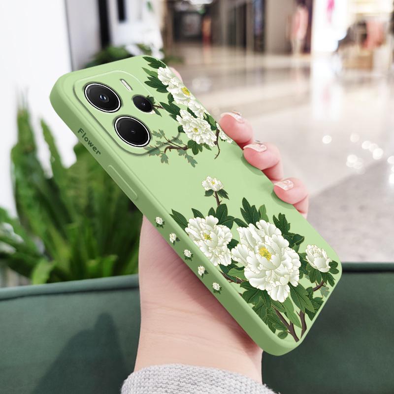 

Peony Branches Phone Case For Xiaomi Redmi Note 14 13 12 12S 11 11S 10 10S 9 9S 15 14C Pro Plus 4G 5G Liquid Silicone Cover Redmi Note 12 Pro 4G
