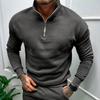 Autumn Thick Warm Knitted Sweaters Comfy Clothing Half Zip Fleece Winter Coat Solid Long Sleeve Turtleneck Shirts Pullover Men