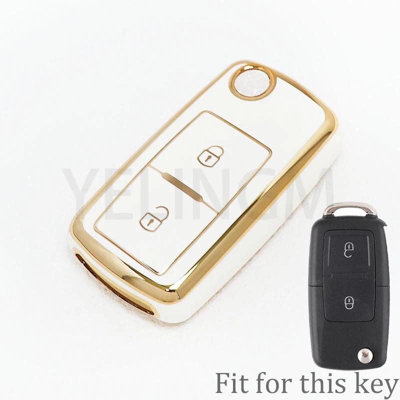 Auto For Vw Amarok Polo Golf Mk4 Bora Jetta Altea For Seat For Skoda Octavia Fabia 2 Button Tpu Car Key Case Cover Protection