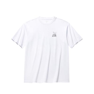 Απλό Ευέλικτο T-Shirt με Στάμπα Γράμματα, Στρογγυλή Λαιμόκοψη, Χαλαρή Άνετη Κοντομάνικη, Ανδρικά Top, Χιονάτο Λευκό 152538111-1