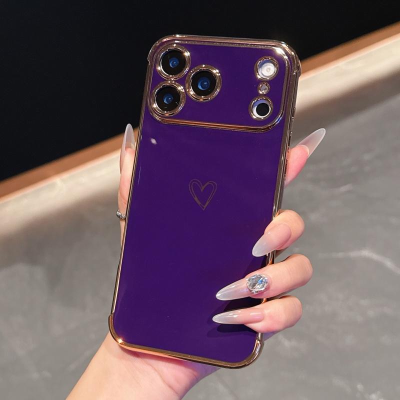 Minimalist Electroplated Openwork Heart Phone Case For Samsung Galaxy A57 A37 A55 A16 5G S26 S25 S24 S23 Ultra Plus TPU Cover