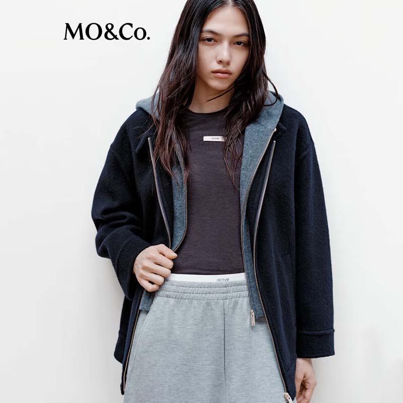 MO&Co. Women's Structured Faux Two-Piece Double-Faced Wool Coat