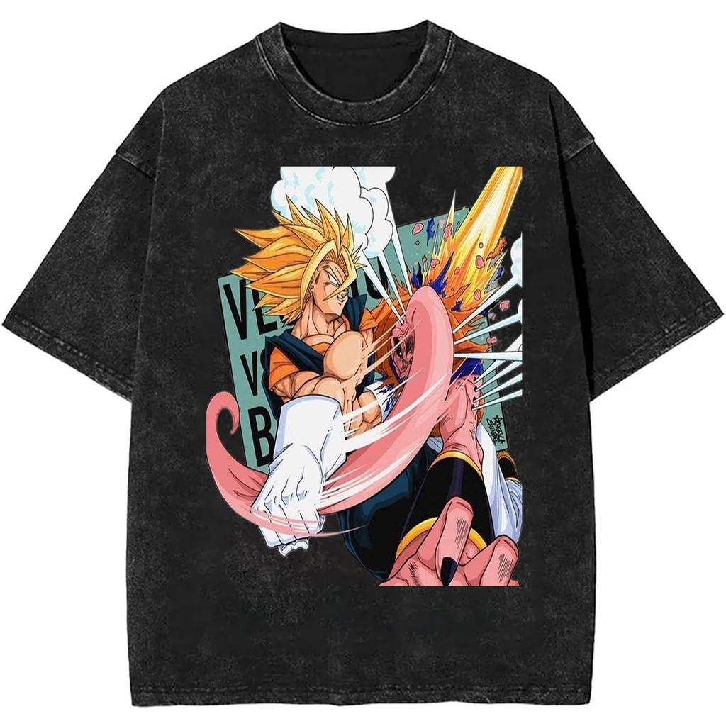 New  Dragon Ball Super Saiyan  Quality TShirt Men and Women Cotton Vintage Washed Print Retro Streetwear Sports Tops