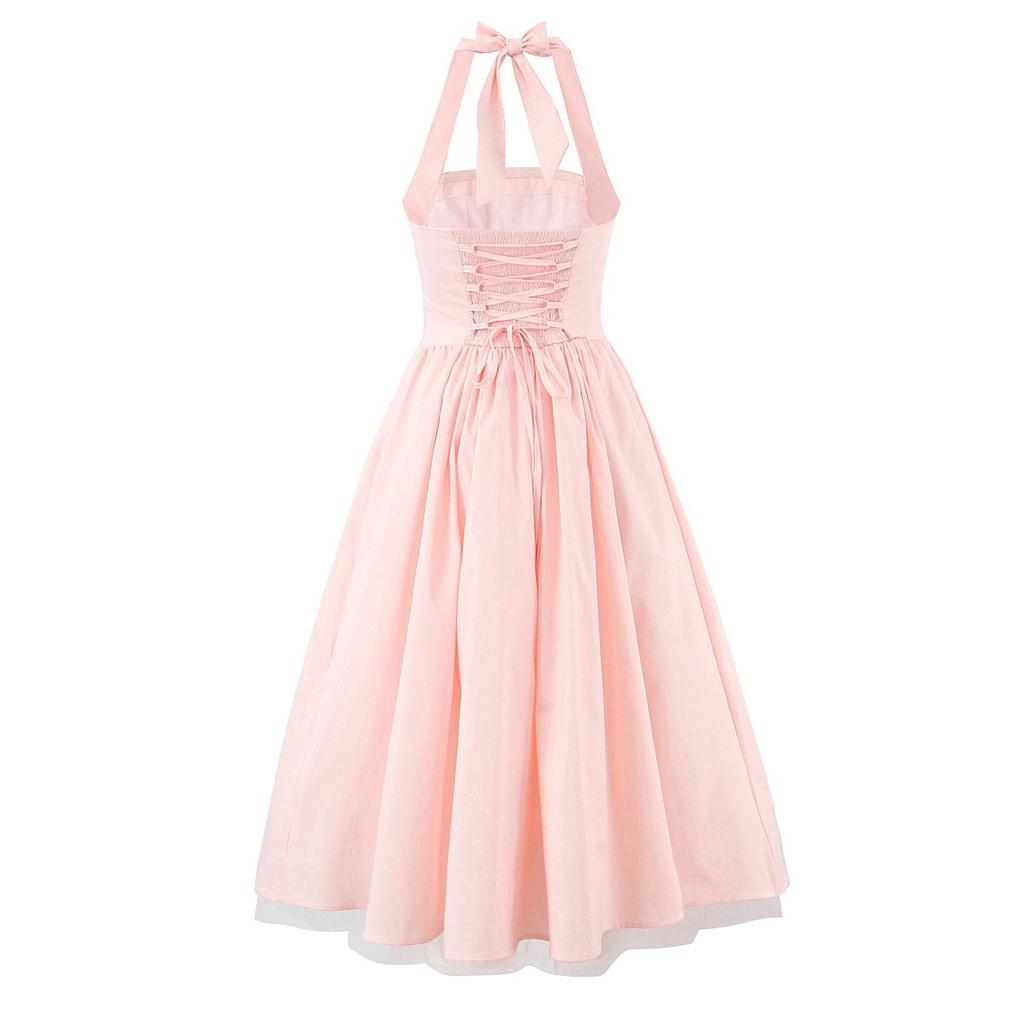 2025 European-Style Women's Autumn Halter Mesh Dress