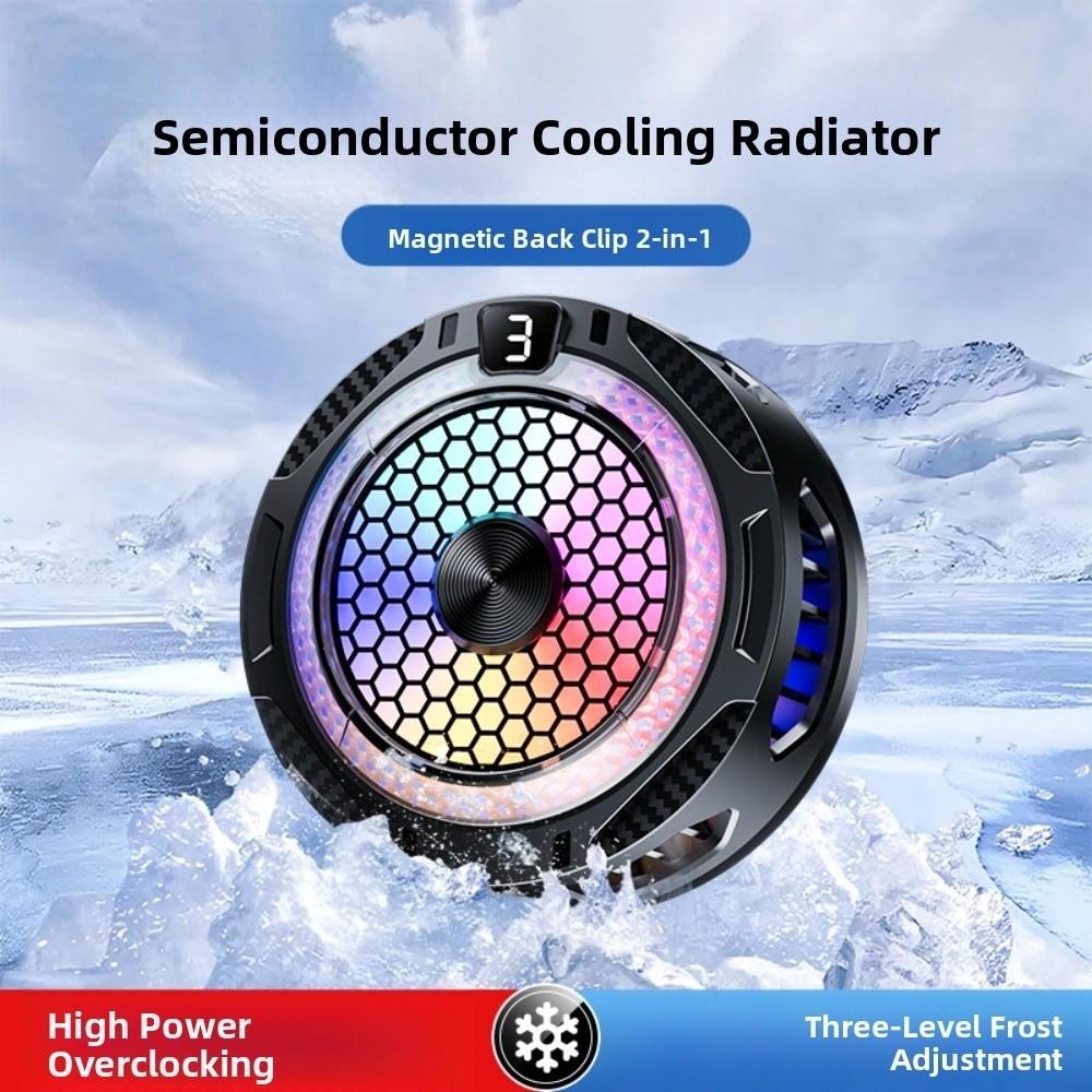 Magnetic Phone Tablet Cooler Radiator 3-Speed Adjustable Type-C Magnetic Cooling Fan With RGB Lights Quiet Game Cooler