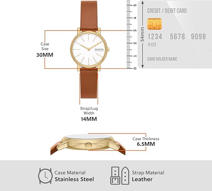 Skagen Signatur Lille Brown Leather Watch Two-Hand