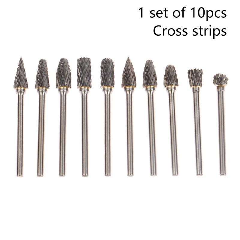

10 шт. Твердосплавный ротационный напильник 3*6 Двойная насечка Вольфрамовая сталь Шлифовальная головка Электрический шлифовальный инструмент Форма Деревообработка Шлифовальный напильник Набор инструментов 1 set Double Cut