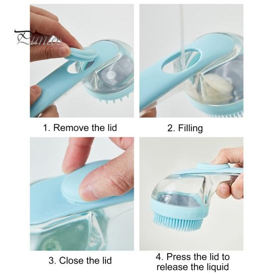 Pet Bath Brush with Soap Shampoo Container Soft Brush Head Dead Skin Loose Fur Removal Dog Cat Bathing Massage Grooming Brush