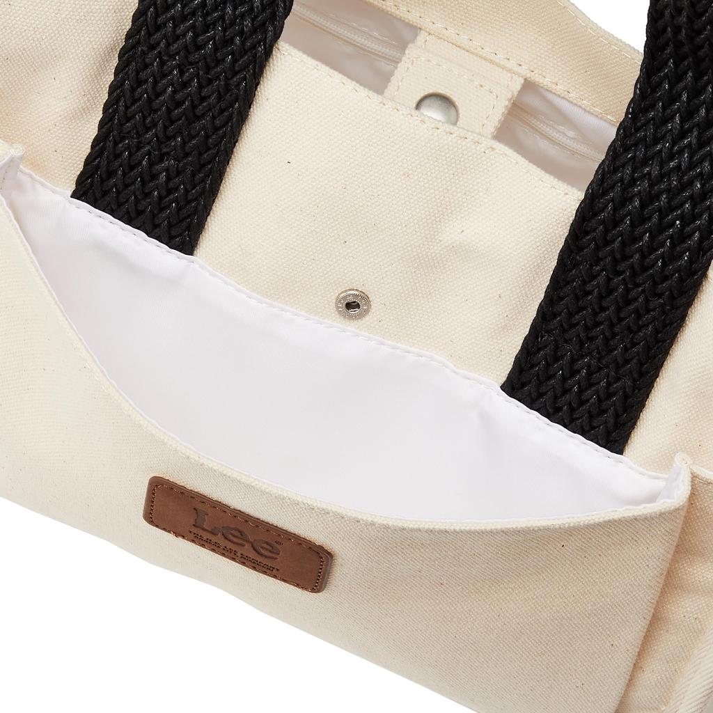 Lee Mesh Thick Cotton Mini Shoulder Mesh Lunch White 2-Way Tote, II, Canvas, Small, Tote, 2-Way Bag, Handle, Bag, Commuting, School, Leisure,