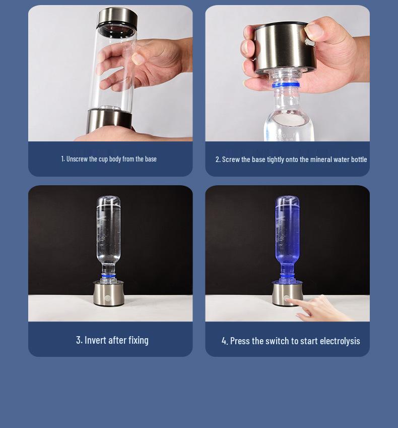High-Concentration Hydrogen-Rich Water Cup with Electrolysis and Inhalation Features
