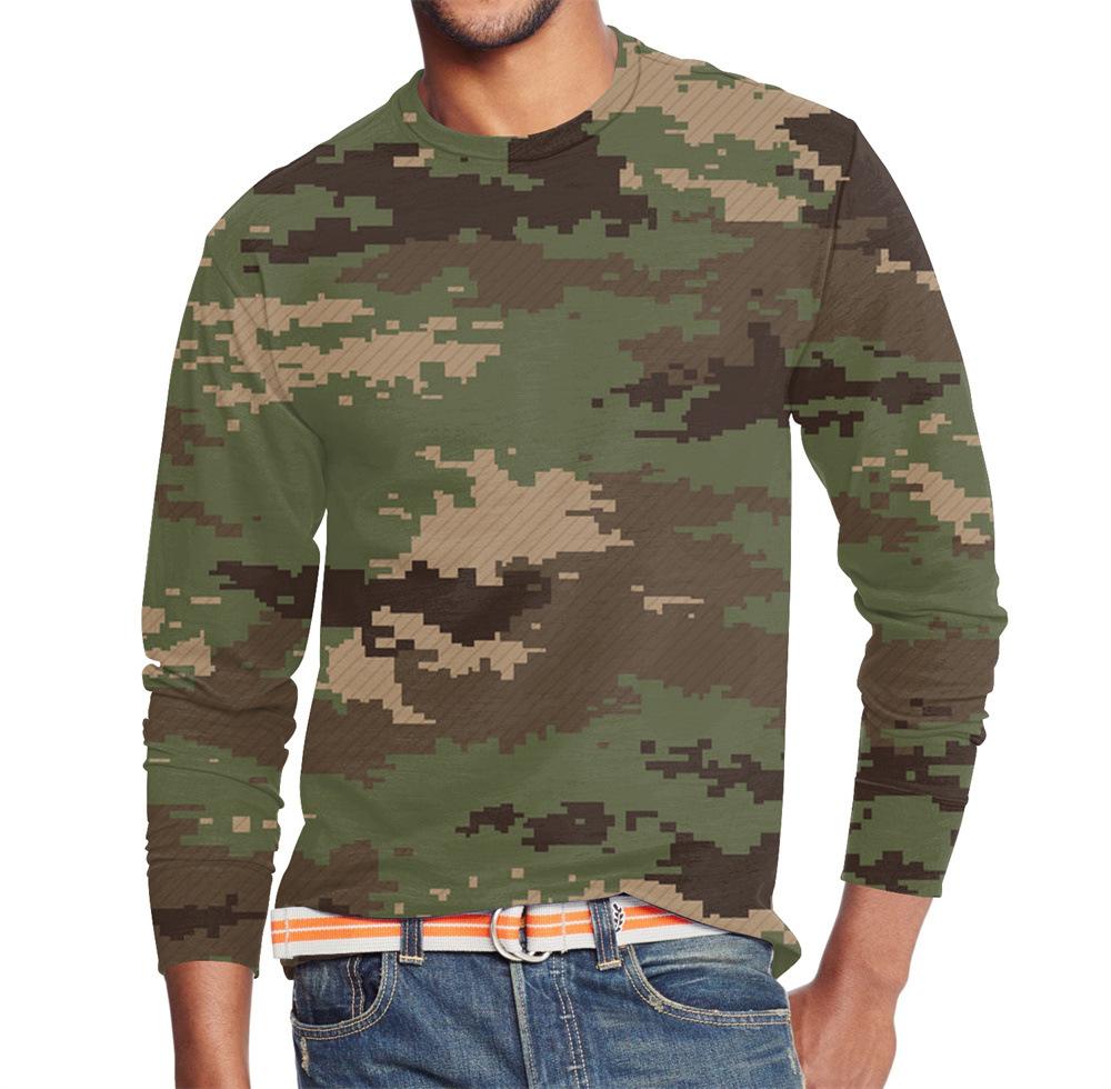Men's Summer Long Sleeve 3d Camouflage Graphic Print T-Shirt Top Men Streetwear Clothing O Neck Long Sleeve T-Shirt Women's Pullover
