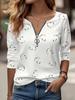 2026 Women's New Casual Heart-shaped Printed Long-sleeved V-neck Zipper T-shirt
