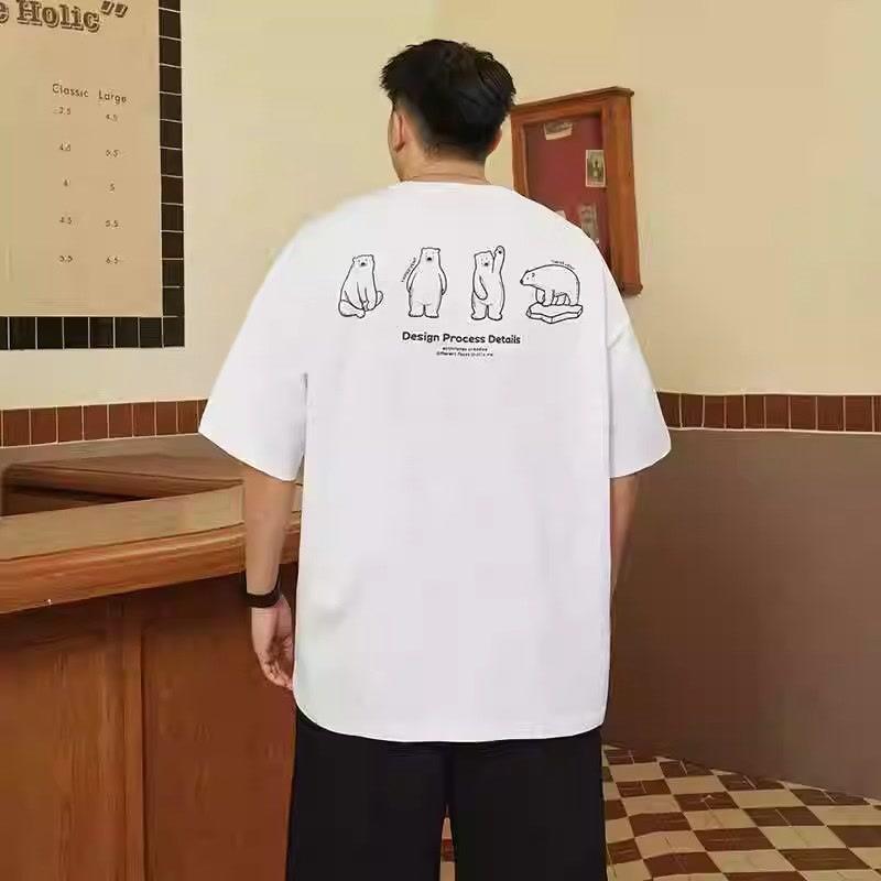 Cartoon Bedrucktes Lockeres Herrenmode Einfaches Kurzarm-Oberteil Baumwolle Bequem Leicht Kurzarm-T-Shirt