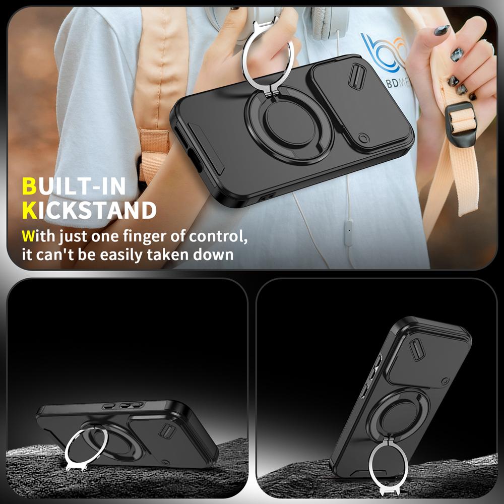 KEYSION 360° Rotating Ring Stand Phone Case for Xiaomi 17 Slide Camera Protection Magnetic Shockproof Back Cover for Xiaomi 17