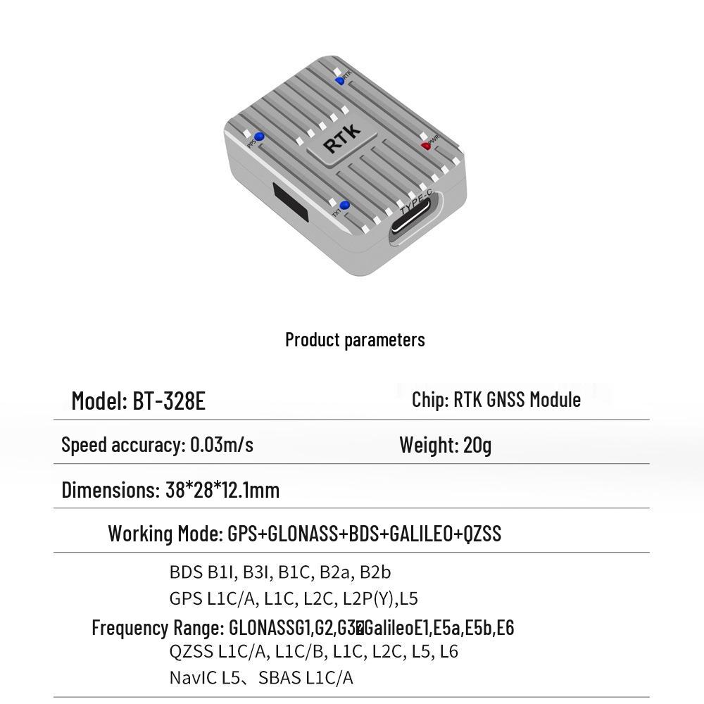 North Sky GNSS BT-328E High-Precision RTK Drone Receiver with Built-in ZED-F9P/UM980