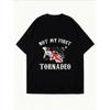 Weißes Oversized T-Shirt mit Not My First Tornado Grafikdruck für Freizeitkleidung
