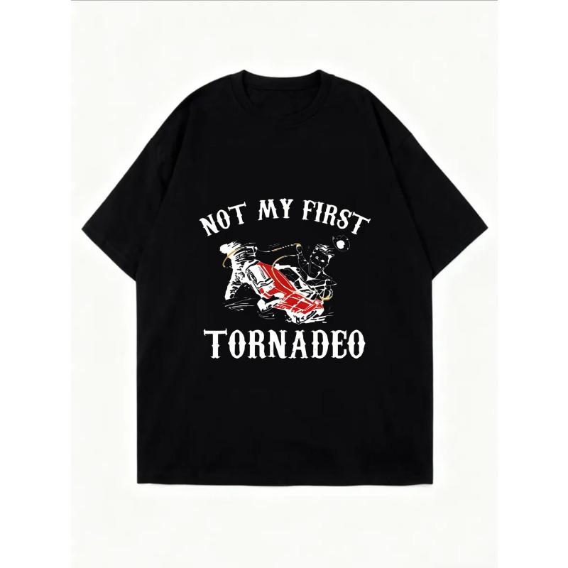 Weißes Oversized T-Shirt mit Not My First Tornado Grafikdruck für Freizeitkleidung