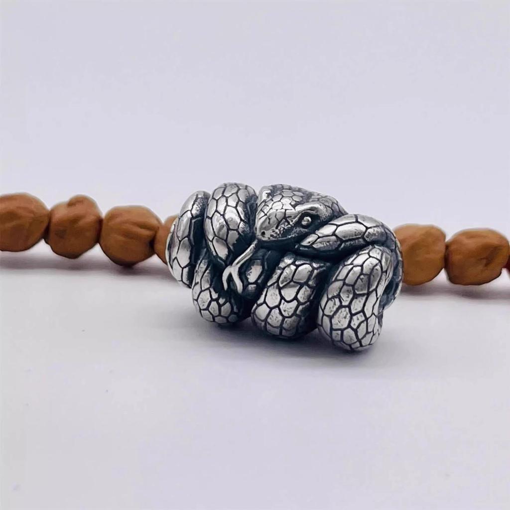Tibetan Python Spacer Beads: Retro Bodhi Snake Zodiac Waist Bracelet with 108 Beads, Perfect for Wenwan DIY Accessories.