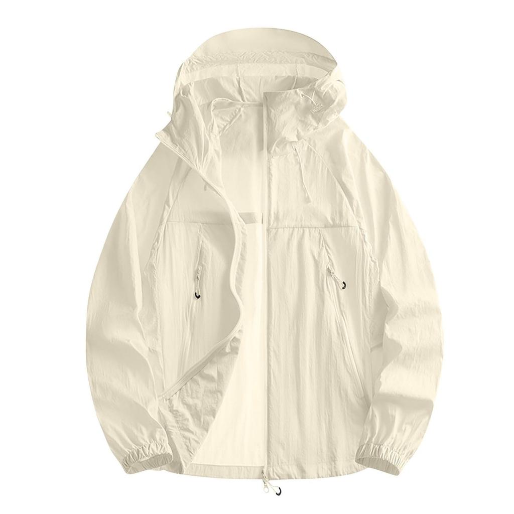 Lightweight Hooded Jacket For Couples Fashion Sunscreen Full Zipper Breathable Comfy Hoodies Coat Outdoor Sport Outwear