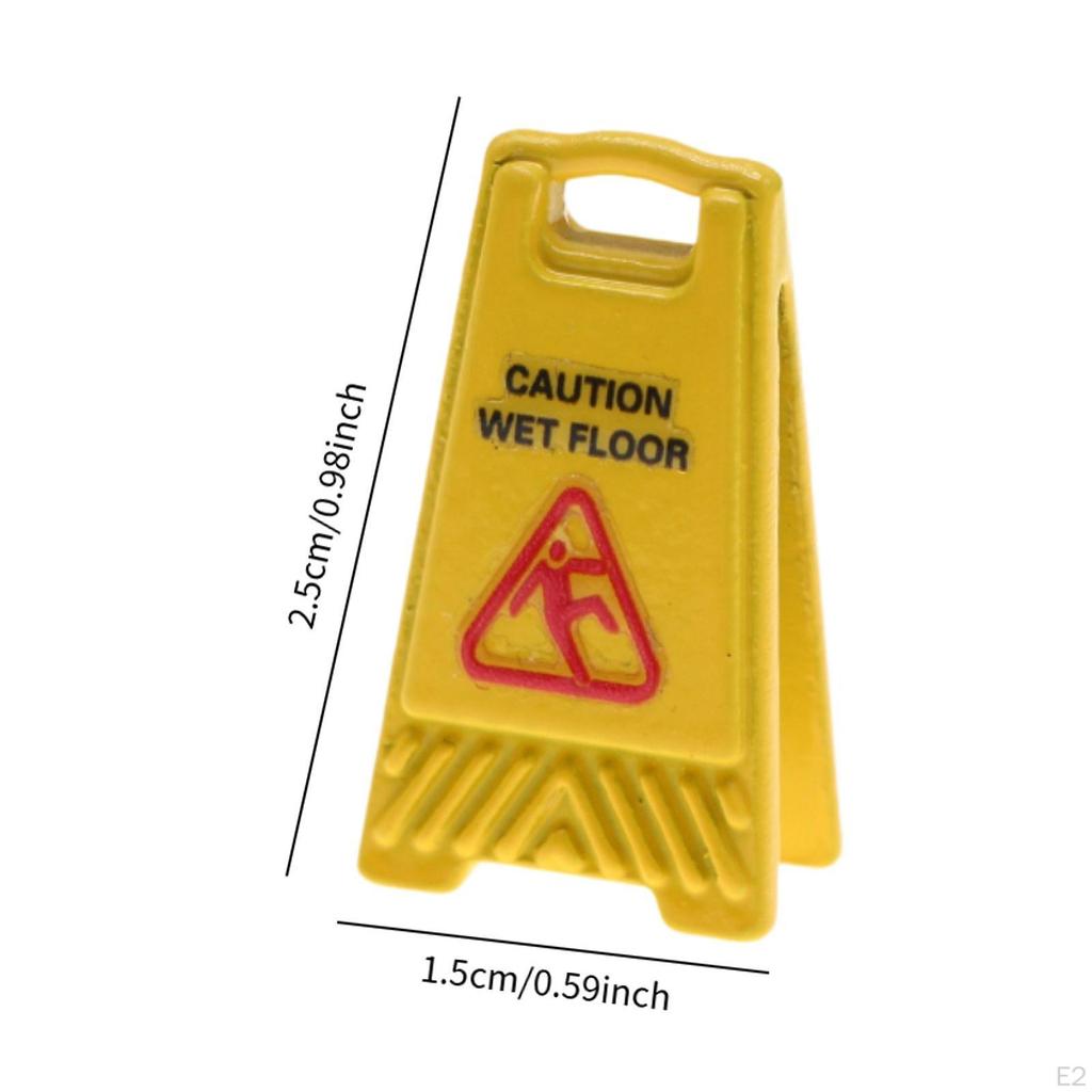1 Inch Alloy Caution Sign Model for Dollhouse Accessories