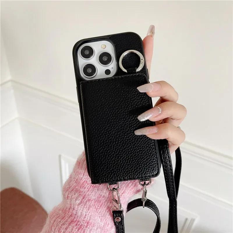 Crossbody Leather Phone Case for IPhone 13 12 Mini 16 Plus 15 14 11 Pro Max XS Wallet with Card Holder Shockproof  Cover