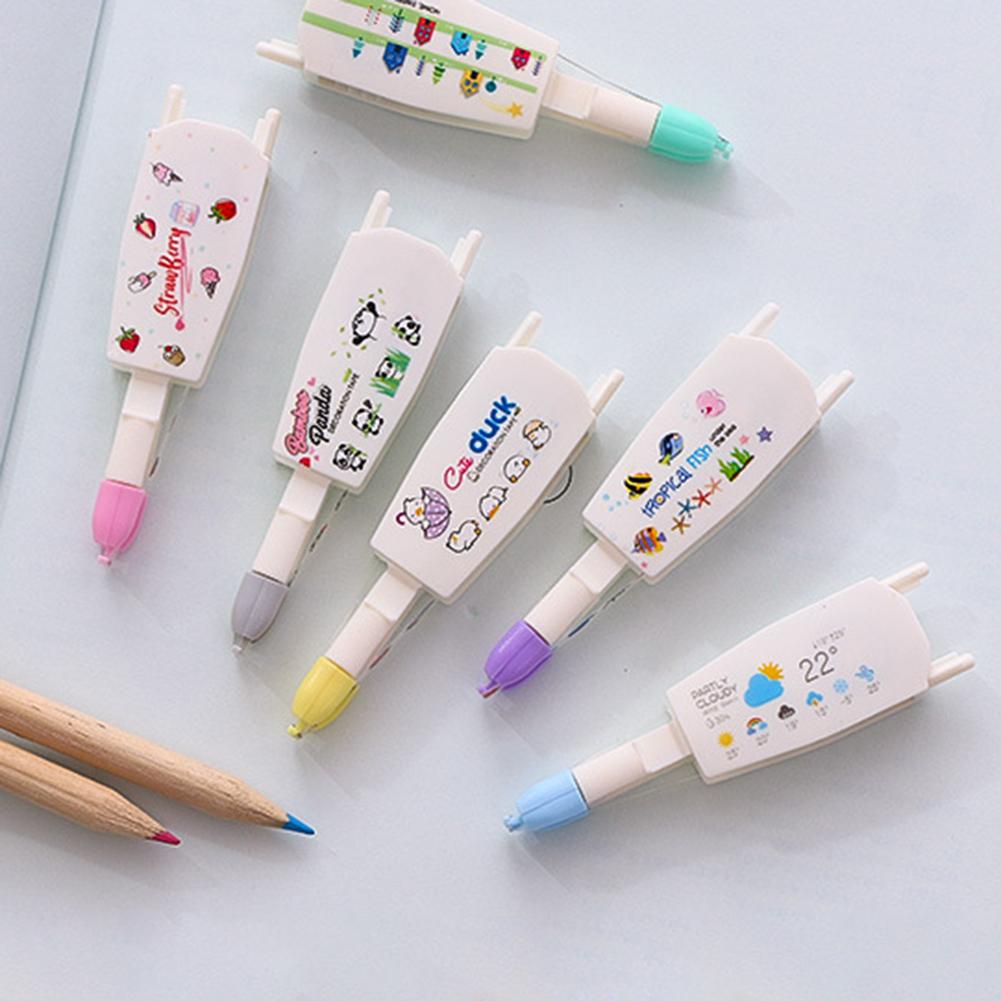 Kawaii Correction Belt Tape Lace Notebook Diary Decoration Pen Cartoon Floral Sticker Tape Pen Funny Kid Stationery For Children