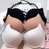 Fashion Sexy Solid Color Bra With Steel Ring Hanging Neck Front Buckle Gathered Beautiful Back Bra