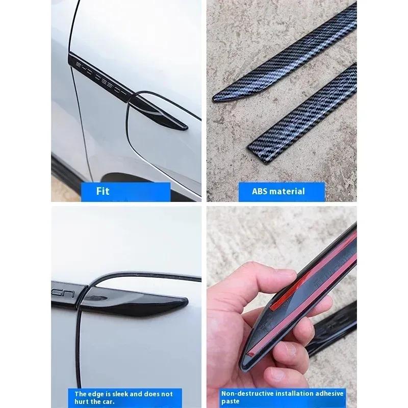 For BYD Yuan Plus ATTO 3 Car Body Fender Side Label Body Sticker Bright Black Carbon Fiber Pattern External Auto Accessories