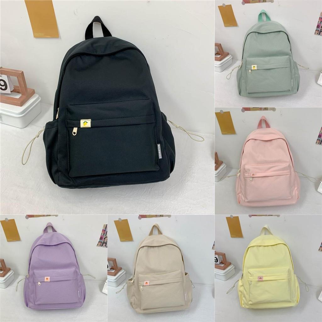 Simple Capacity Large Backpack With Solid Color Design For Students Outings And