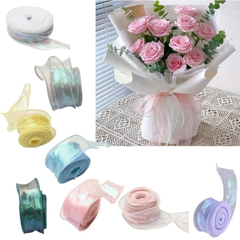 Sheer Organza Ribbon 40mmX9meter Chiffon Ribbons for Bouquets Wrapping Wedding Cake Decoration Craft Wreath Bows Making