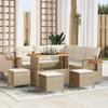 9-piece Beige Poly Rattan Garden Sofa Set, 4-piece Beige Poly Garden Dining Set 3363181