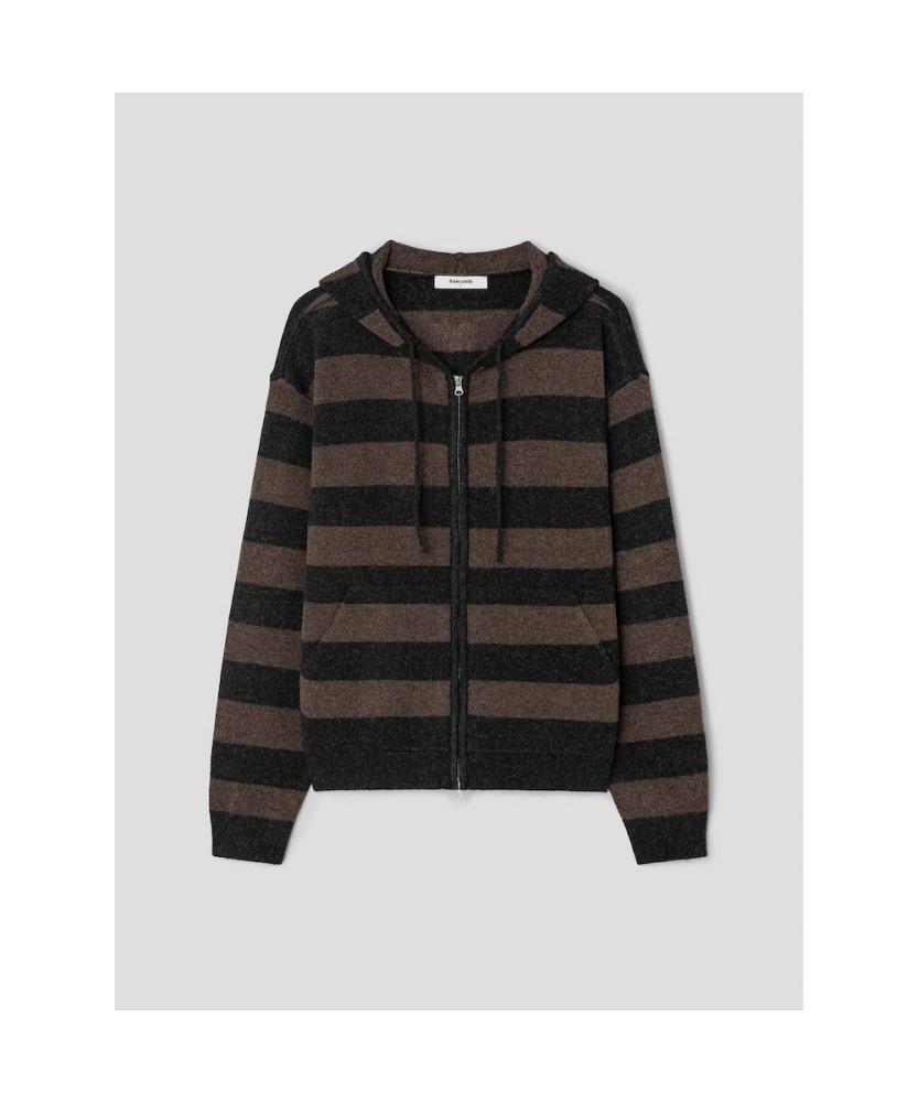 8Seconds Striped Hooded Cardigan Brown