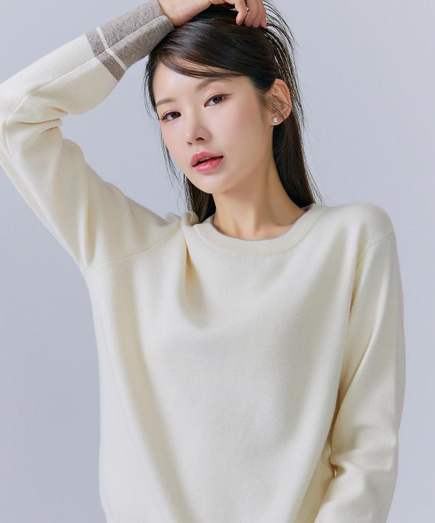 CHASECULT Women'S Color-Block Sleeve Round Sweater-Cfrg5261C0A
