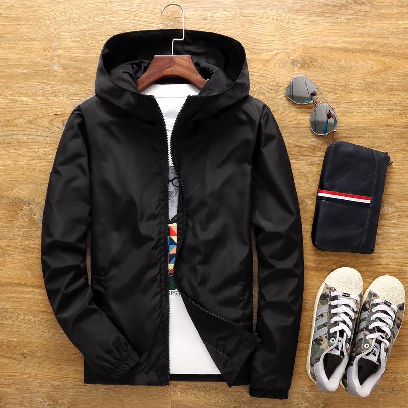Men's Sports Jacket Solid Color Hooded Casual Jacket Fashion Large Size Loose Coat