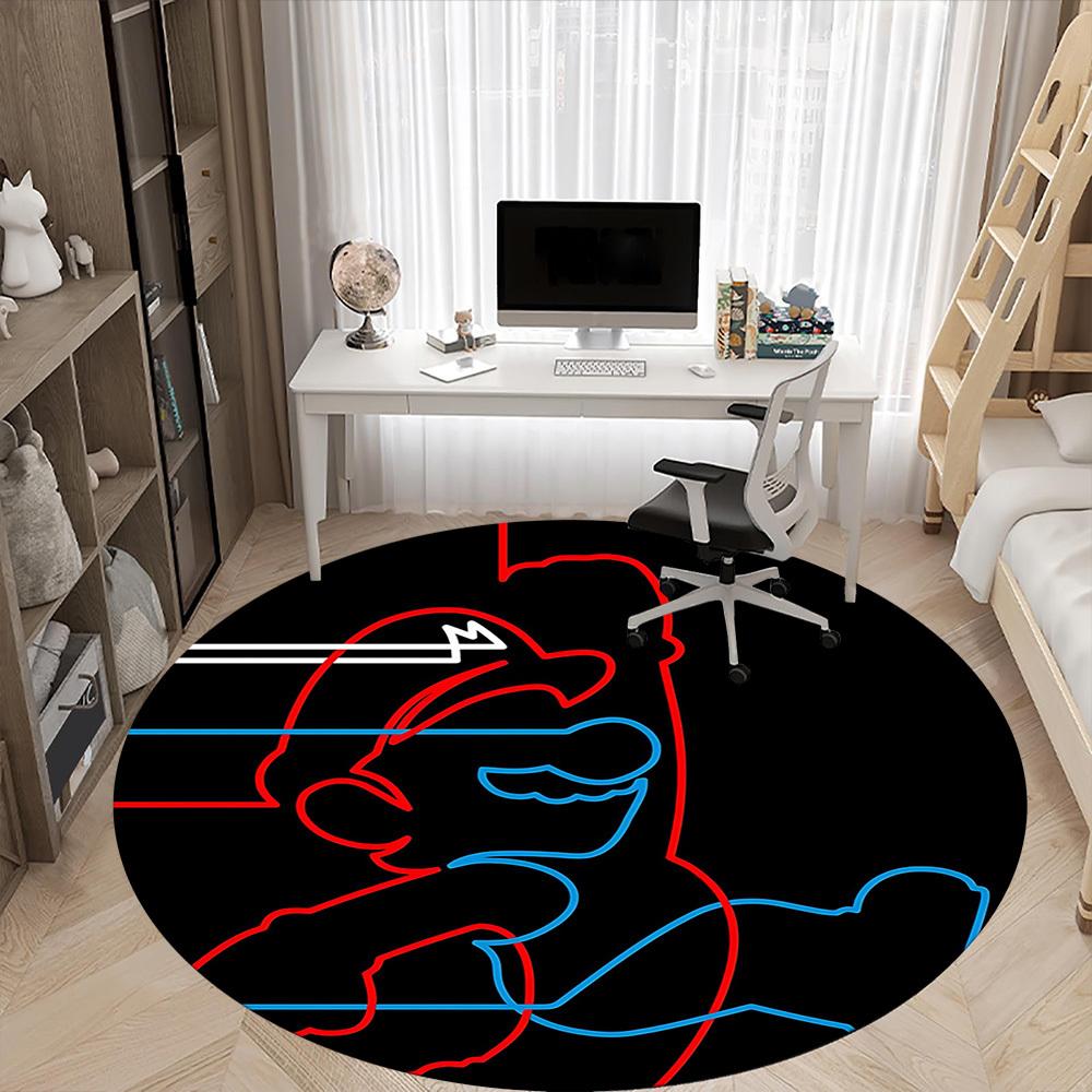 1pc Mario Lines Office Round Area Rug, Indoor Mat Suitable For Office,Bedroom Living Room Home Decor, Room Deco a0926042
