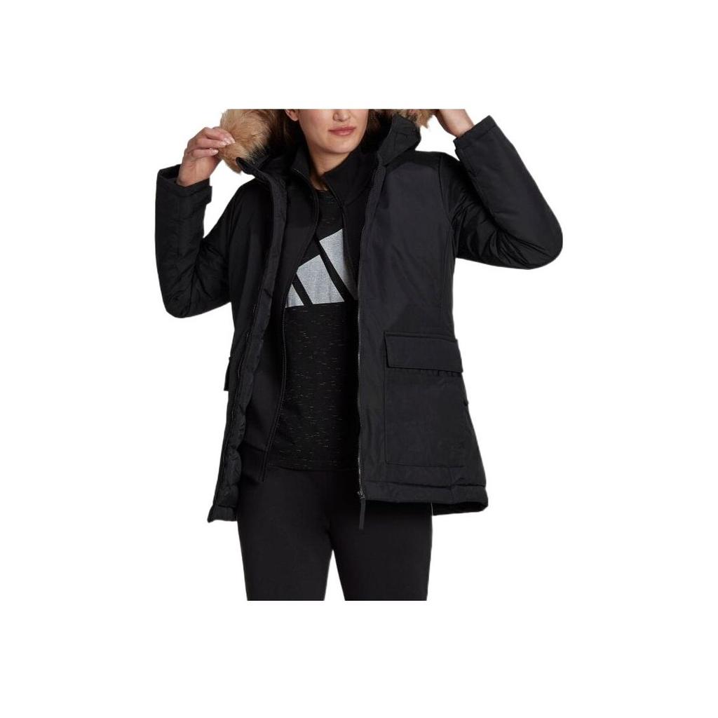 Adidas Utilitas Outdoor Sports Hooded Parka Jacket Women Outerwear Black GT1707