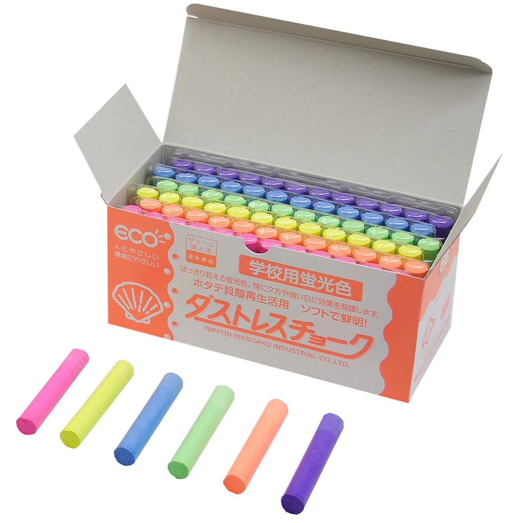 Nippon Rikagaku staubfreie fluoreszierende 6 72 Stück Kreide, Farben, DCK-72-6C,