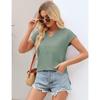 YYFS Women's Fashion Casual Summer Spring Solid Color Print Short Sleeve V-Neck Blouses & Shirts