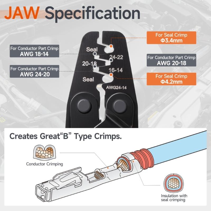 Professional Electrical Crimping Tool Includes Wire Stripper And Cutter For Automotive Marine Solar Applications