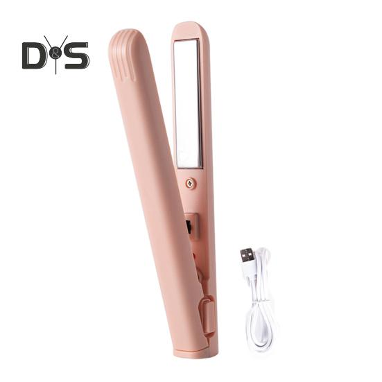 

Портативный USB-выпрямитель для волос, быстрый нагрев, электрические щипцы для завивки, прямые вьющиеся волосы, челка, мини-щипцы для завивки, дорожный инструмент для укладки волос для женщин розовый