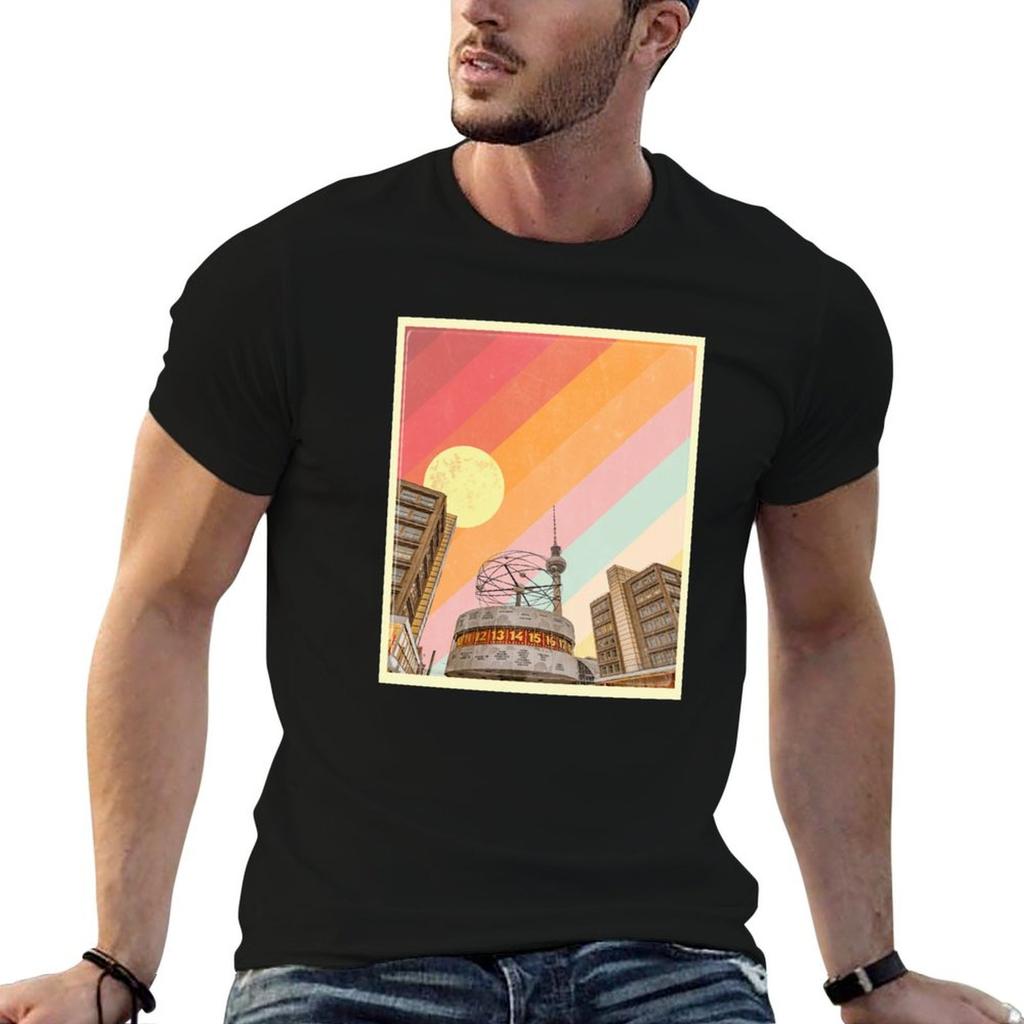 Vintage Berlin Stadtansicht Alexanderplatz T-Shirt Summer Print Short Sleeve Tee