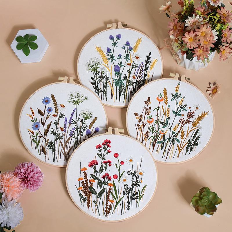European Style 3D Embroidery DIY Kit - Handmade Flowers and Plants