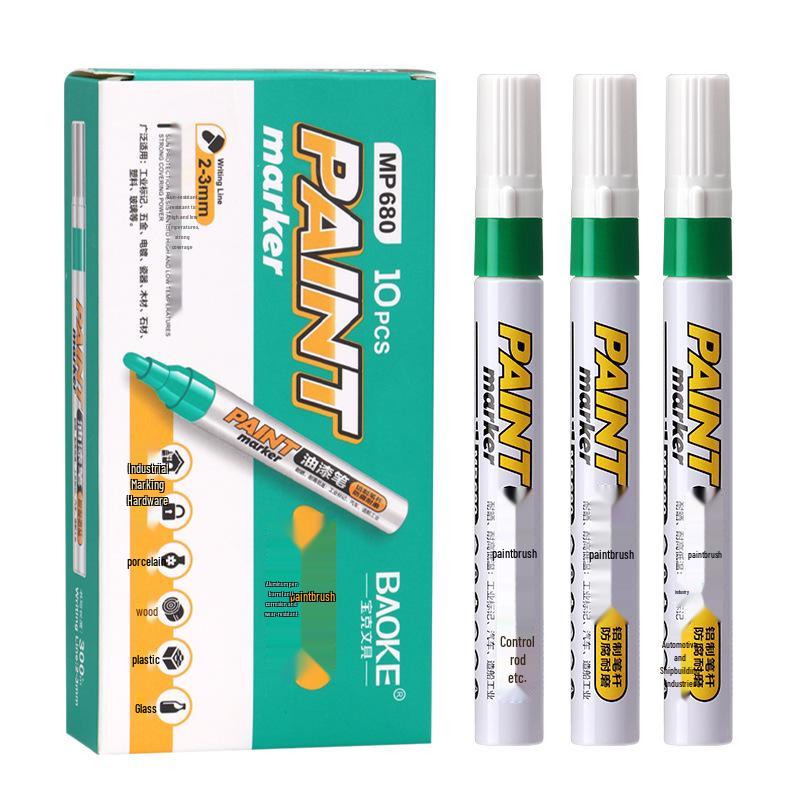 Bao Ke MP680 Waterproof Industrial Paint Marker - White & Gold Signature Pen