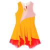Kids Girls Sparkly Dance Dress Sleeveless Round Neckline Rhinestone Patchwork Hollow Back Party Costume