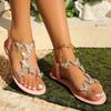 Women Sandals New Transparent Butterfly with Shoes for Women Square Toe Flat Luxury Sandals Fashion Elegant Dress Sandals Women