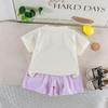 Summer 2026 Girls' Floral T-shirt & Shorts Set - Stylish Round Neck Two-Piece Outfit