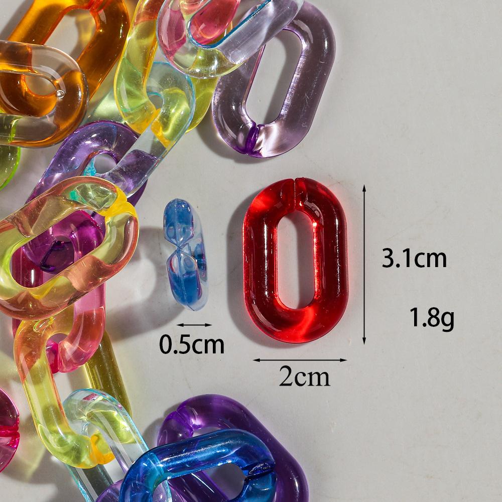 20pcs 20x30mm Clear Colorful Acrylic Oval Link Chain Connector Beads for Jewelry DIY Bracelet Necklace Phone Chain Accessories